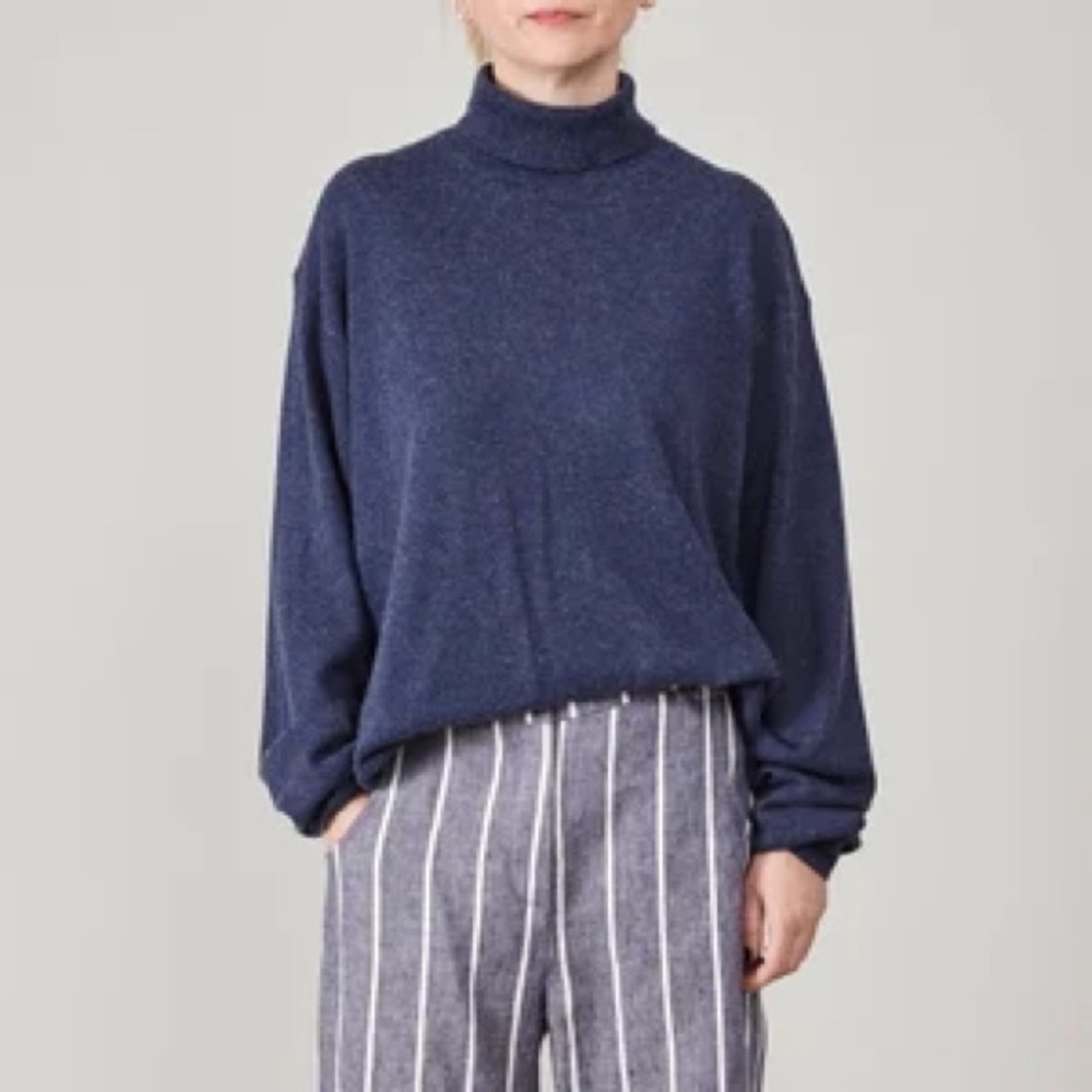 Elegant Navy Turtleneck Sweater for Women